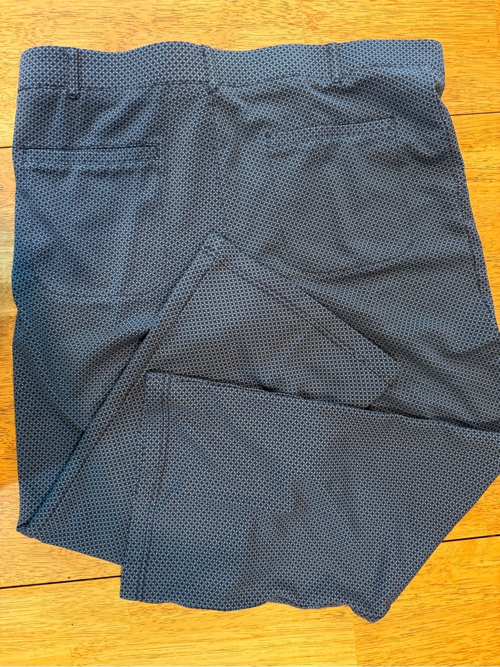 Betabrand Textured Navy/Gray Stretch Dress Pants